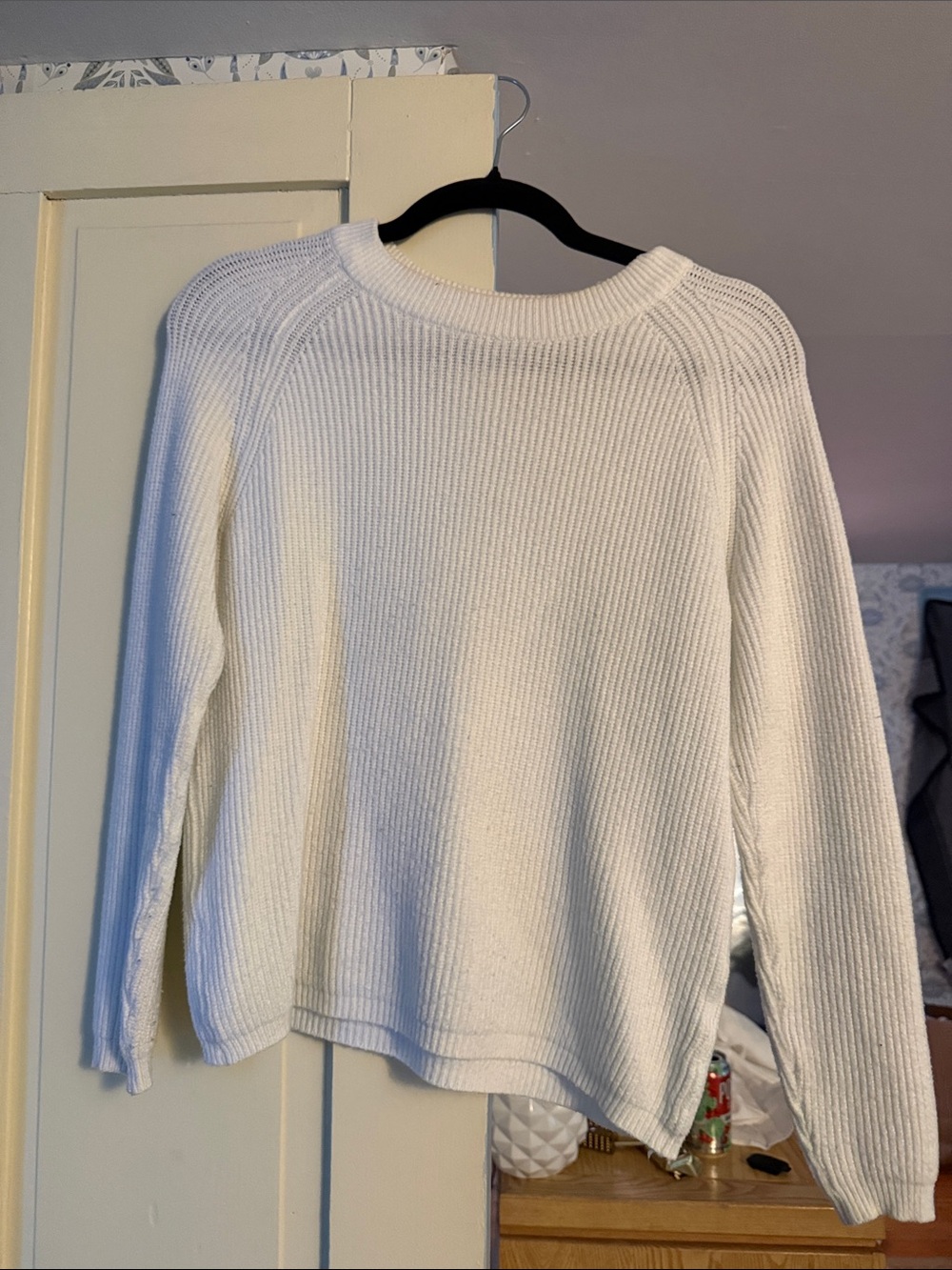 Tahari Cream Ribbed Crewneck Sweater